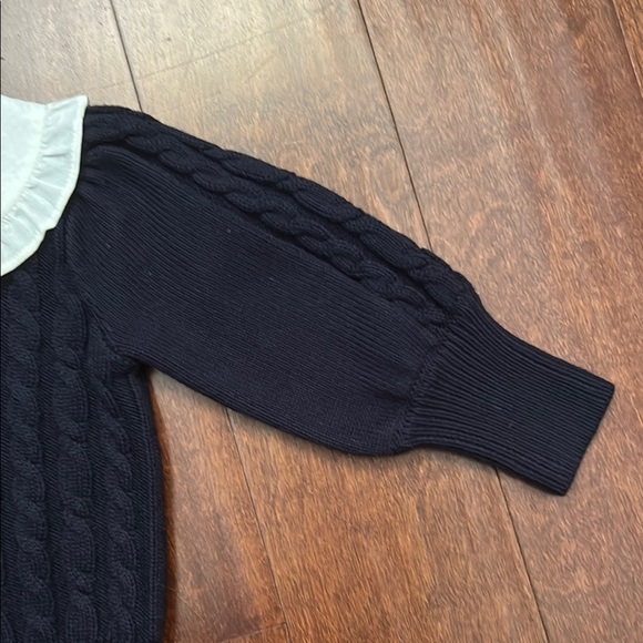 Janie and Jack The Cable Knit Bow Sweater, White Collar and Bow, Size 12-18 M - Picture 8 of 14